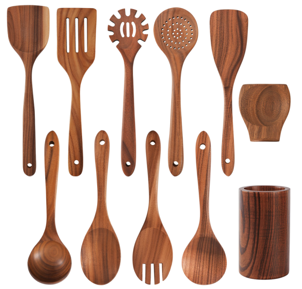 1 VAVSEA 11 Pcs Wooden Spoons for Cooking