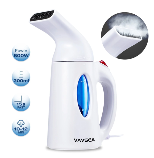 1 VAVSEA Steamer for Clothes, Portable Garment Steamer, Auto Shut-off Function, Wrinkles/ Steam/ Soften/ Clean/ Sterilize, White