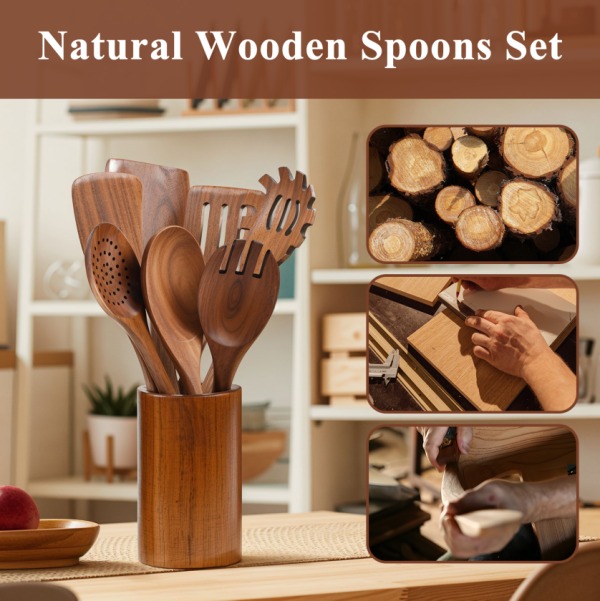 2 VAVSEA 11 Pcs Wooden Spoons for Cooking