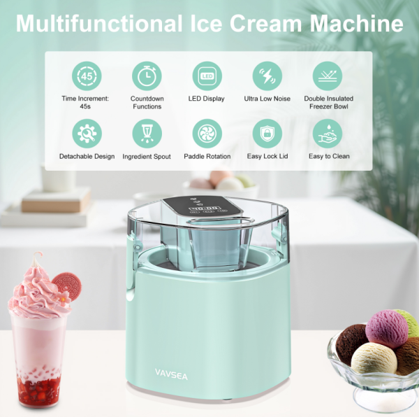VAVSEA 1.6 Qt Ice Cream Maker with Scoop