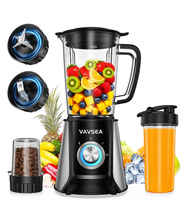VAVSEA 3-in-1 Blender for Smoothie, 54 oz Smoothie Blender for Kitchen, 1000W Blenders and Grinder Combo for Ice Crushing, Nuts, Shakes, BPA-Free