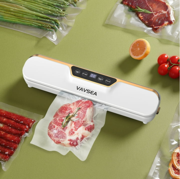 VAVSEA Vacuum Sealer, 62Kpa Food Sealer Machines with 4 Modes, Dry/Draw/Seal/Vac and 10Pcs Bags Starter Kit for Dry & Moist Food Storage Sous Vide for Kitchen