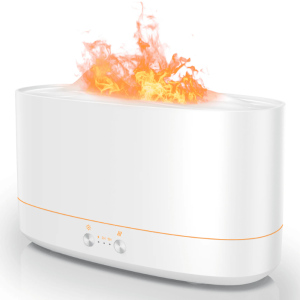 1 VAVSEA Essential Oil Diffuser, 7 Color Flame Diffuser Humidifier, Time Setting for Home, Room, White