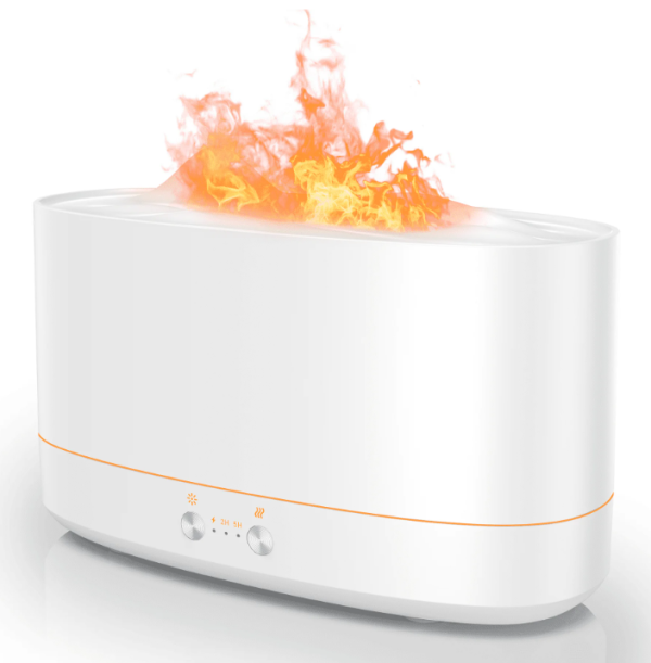 1 VAVSEA Essential Oil Diffuser, 7 Color Flame Diffuser Humidifier, Time Setting for Home, Room, White
