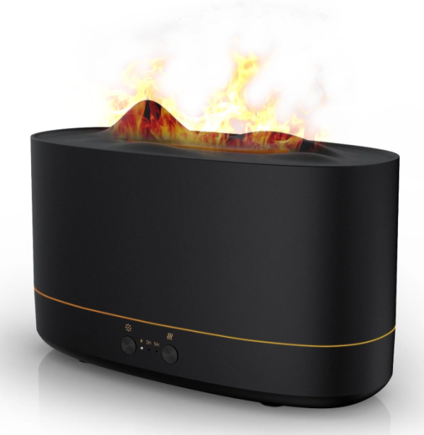 1 VAVSEA Essential Oil Diffuser, 7 Color Flame Diffuser Humidifier, 200ml Time Setting for Home, Room, Black