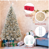 1-3 VAVSEA 7.5ft Pre Lit Snow Flocked Christmas Tree with Storage Bag, Fence, Tree Skirt, Hinged Artificial Xmas Tree with 350 Warm White Lights, 1200 Tips for Holiday Home Office Decoration