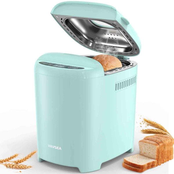 1 VAVSEA Bread Maker, 2LB Automatic Bread Machine with Gluten-Free, Dough, Cake Setting, Nonstick Ceramic Pan for Homemade Bread, Green